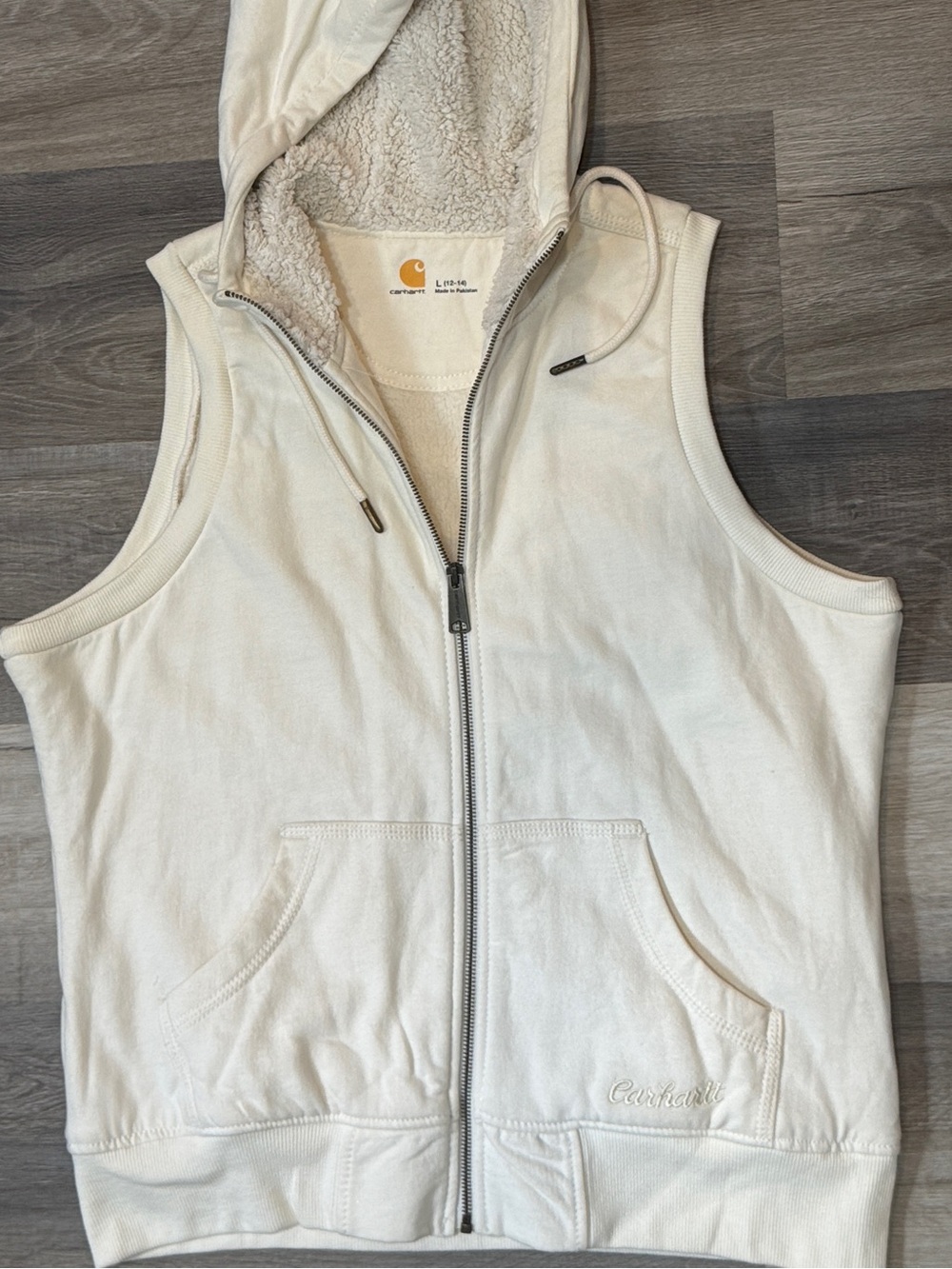 Carhartt Women’s Cream Sherpa-Lined Sleeveless Zip Hoodie